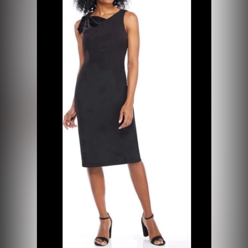 London times black bow shoulder Dress